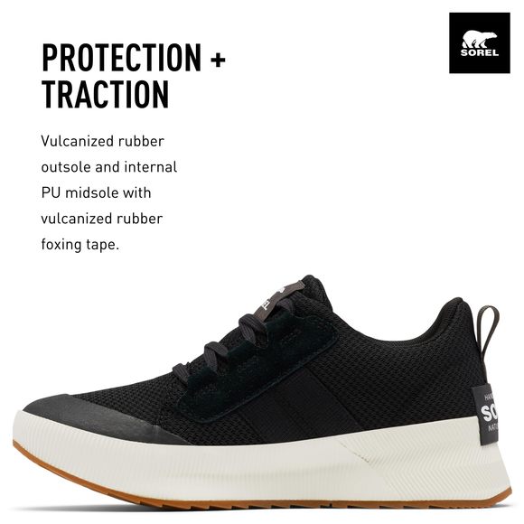 SOREL WOMEN'S OUT N ABOUT LLL WATERPROOF LOW SNEAKERS - BLACK, SEA SALT - S - Picture 4 of 6